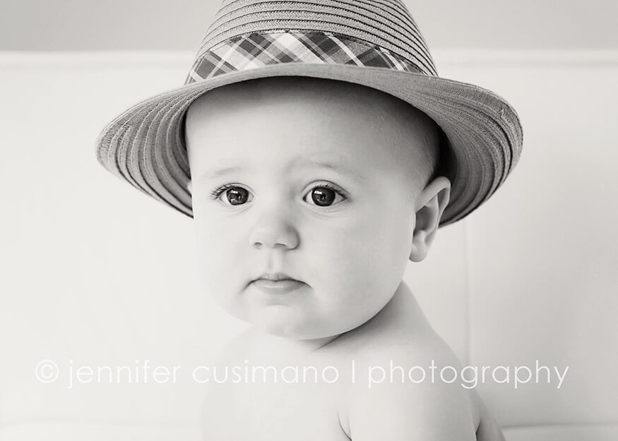 7 month old baby in a fedora hat