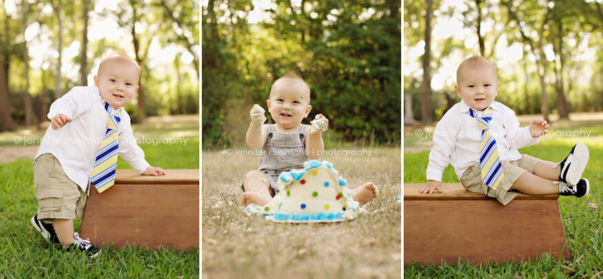 first birthday baby photographer cake smash from Ooh la la Katy, TX